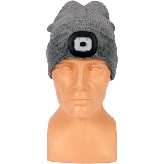 CZAPKA ZIMOWA Z LAMPKĄ LED, SZARA -zdjęcie numer 5