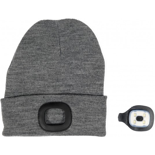 CZAPKA ZIMOWA Z LAMPKĄ LED, SZARA -zdjęcie numer 2