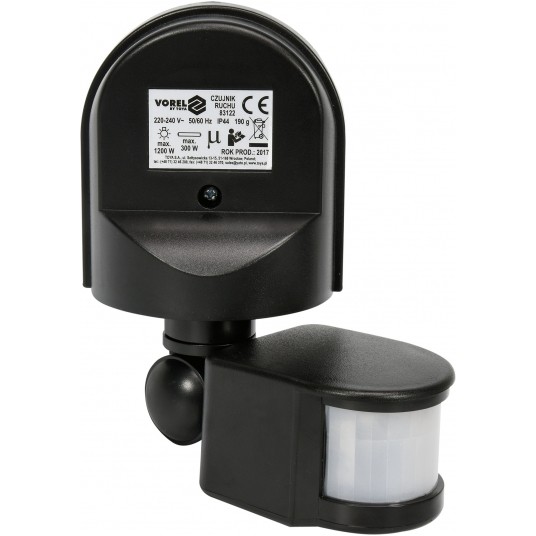 CZUJNIK RUCHU PIR IP44 CZARNY -zdjęcie numer 2