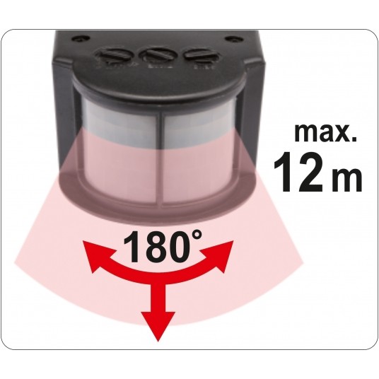 CZUJNIK RUCHU PIR IP44 CZARNY -zdjęcie numer 5