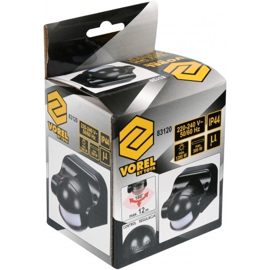 CZUJNIK RUCHU PIR IP44 CZARNY -zdjęcie numer 4