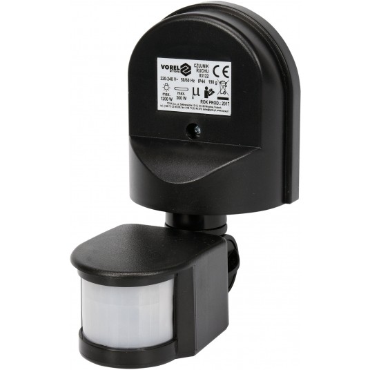 CZUJNIK RUCHU PIR IP44 CZARNY -zdjęcie numer 1