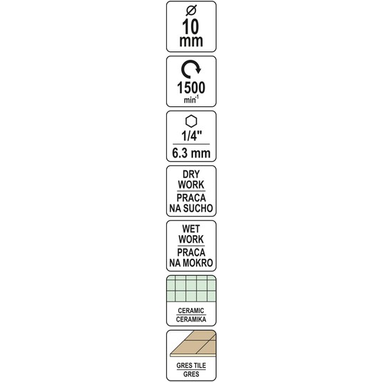 DIAMENTOWE WIERTŁO DO GRESU 10MM HEX -zdjęcie numer 4