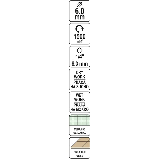 DIAMENTOWE WIERTŁO DO GRESU 6MM HEX -zdjęcie numer 4