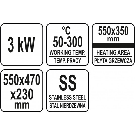 ELEKTRYCZNA PŁYTA GRILLOWA GŁADKA 550MM -zdjęcie numer 4