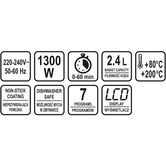 FRYTKOWNICA BEZTŁ. 2,4L 1300W PANEL LED -zdjęcie numer 6