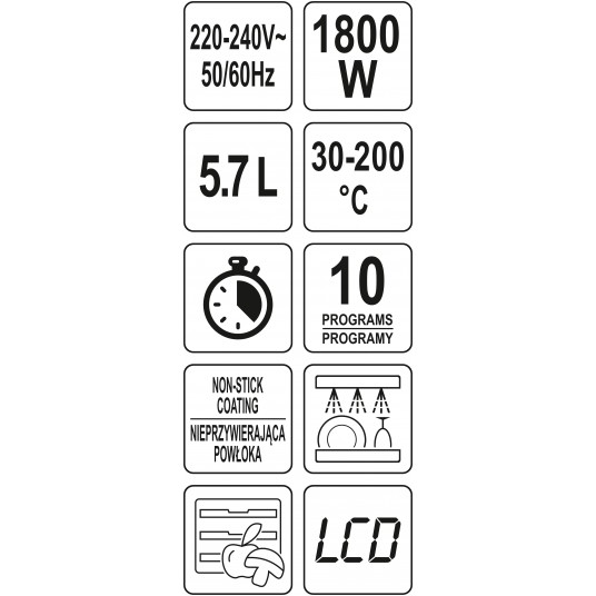 FRYTKOWNICA BEZTŁ. 5,7L 1800W LED, BIAŁA -zdjęcie numer 11