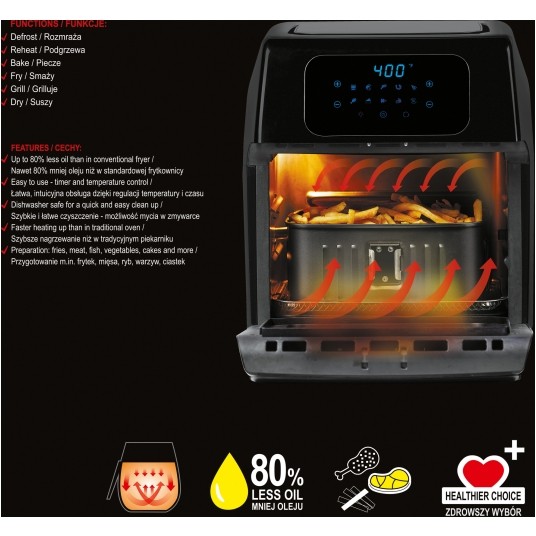 FRYTKOWNICA BEZTŁ,PIEKARNIK 12L,1800W -zdjęcie numer 17
