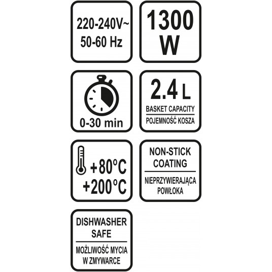 FRYTKOWNICA BEZTŁUSZCZOWA 2,4L 1300W -zdjęcie numer 6