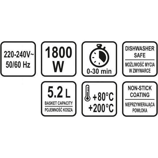 FRYTKOWNICA BEZTŁUSZCZOWA 5,2L 1800W -zdjęcie numer 9