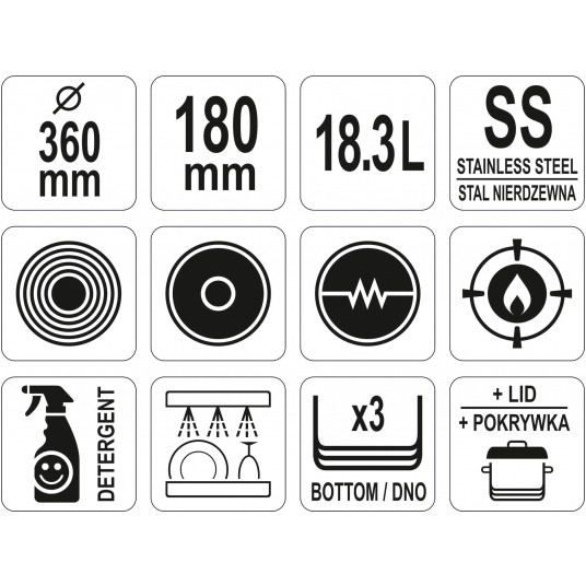 GARNEK NISKI Z POKRYWKĄ SS 36x18 18,3L -zdjęcie numer 3