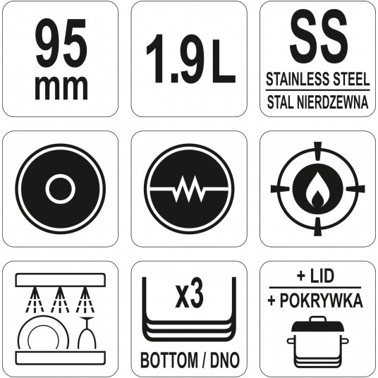 GARNEK ŚREDNI Z POKRYWKĄ SS 16x9,5 1,9L -zdjęcie numer 3