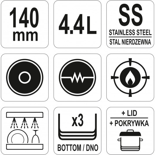 GARNEK ŚREDNI Z POKRYWKĄ SS 20x14 4,4L -zdjęcie numer 3