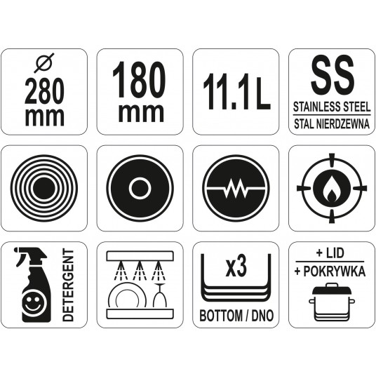 GARNEK ŚREDNI Z POKRYWKĄ SS 28x18 11,1L -zdjęcie numer 3