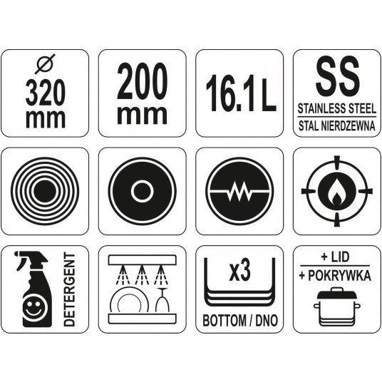 GARNEK ŚREDNI Z POKRYWKĄ SS 32x20 16,1L -zdjęcie numer 3
