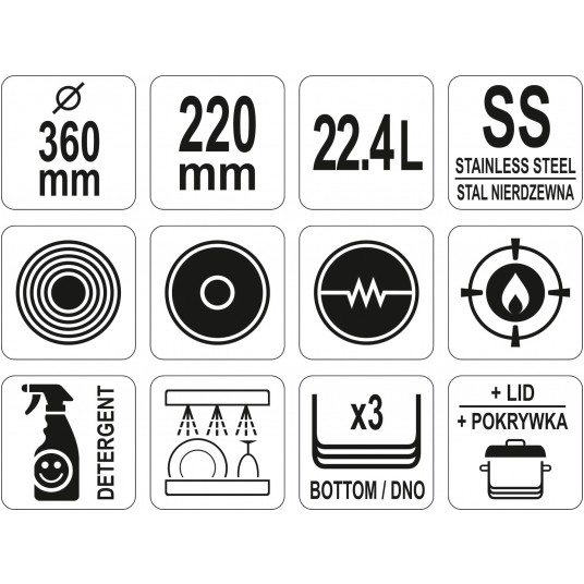 GARNEK ŚREDNI Z POKRYWKĄ SS 36x22 22,4L -zdjęcie numer 3