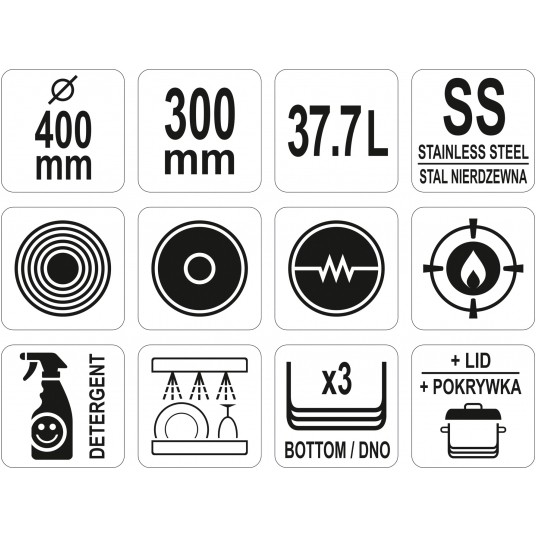 GARNEK ŚREDNI Z POKRYWKĄ SS 40x30 37,7L -zdjęcie numer 3