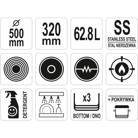 GARNEK ŚREDNI Z POKRYWKĄ SS 50x32 62,8L -zdjęcie numer 3