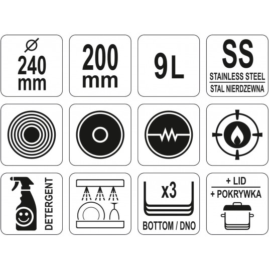 GARNEK WYSOKI Z POKRYWKĄ SS 24x20 9L -zdjęcie numer 3