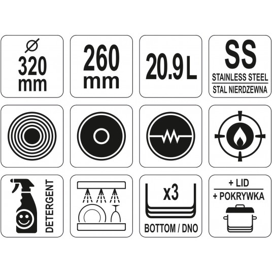 GARNEK WYSOKI Z POKRYWKĄ SS 32x26 20,9L -zdjęcie numer 3