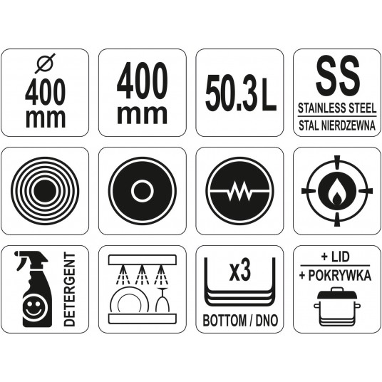 GARNEK WYSOKI Z POKRYWKĄ SS 40x40 50,3L -zdjęcie numer 3