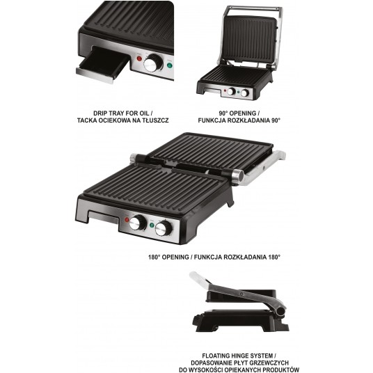 GRILL ELEKTRYCZNY 2000W, 29,5X24CM -zdjęcie numer 16
