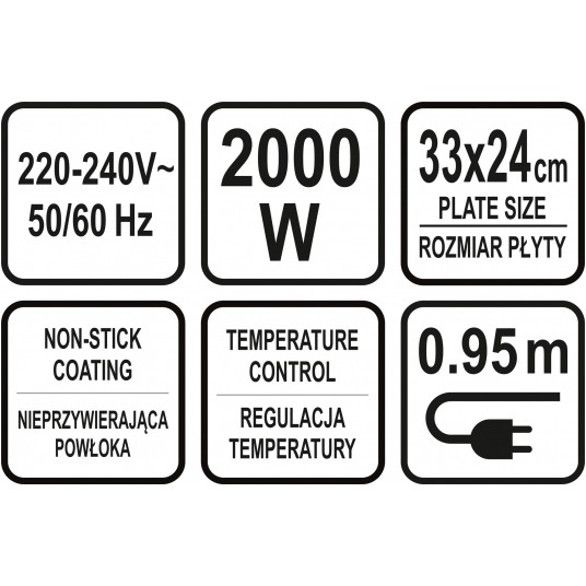 GRILL ELEKTRYCZNY 2000W, 33X24CM -zdjęcie numer 10