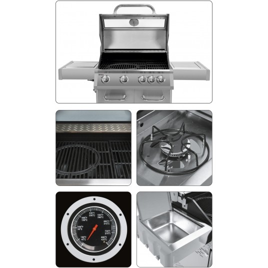 GRILL GAZ. 4+1 STAL NIERDZ.14,2KW, SZYBA -zdjęcie numer 10