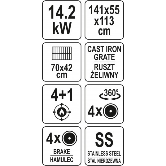 GRILL GAZ. 4+1 STAL NIERDZ.14,2KW, SZYBA -zdjęcie numer 11