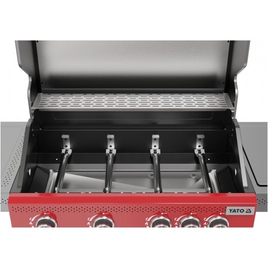 GRILL GAZ. OKAYA 4+1, 14,2KW, CZERWONY -zdjęcie numer 4