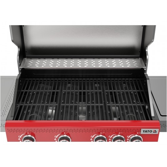 GRILL GAZ. OKAYA 4+1, 14,2KW, CZERWONY -zdjęcie numer 2