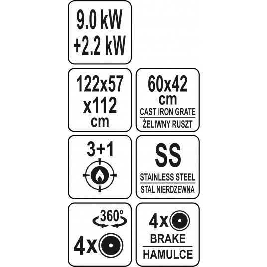 GRILL GAZOWY 3+1 STAL NIERDZEWNA 11,2KW -zdjęcie numer 30