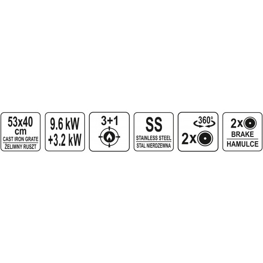 GRILL GAZOWY 3+1 STAL NIERDZEWNA 12,8 KW -zdjęcie numer 12