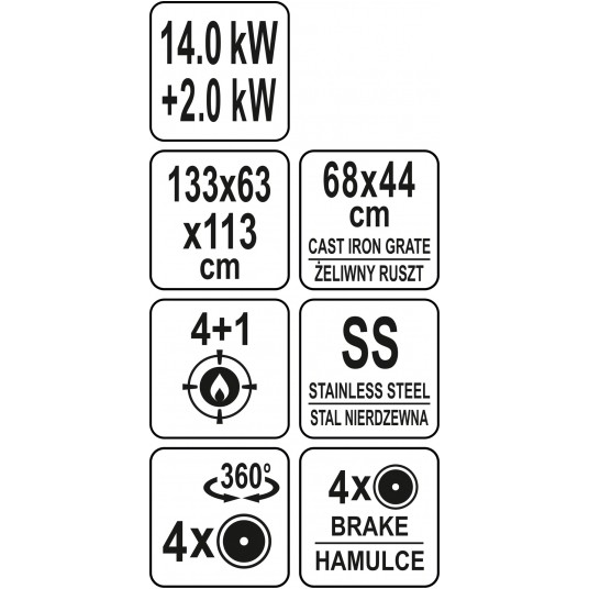 GRILL GAZOWY 4+1 STAL NIERDZEWNA 16KW -zdjęcie numer 21