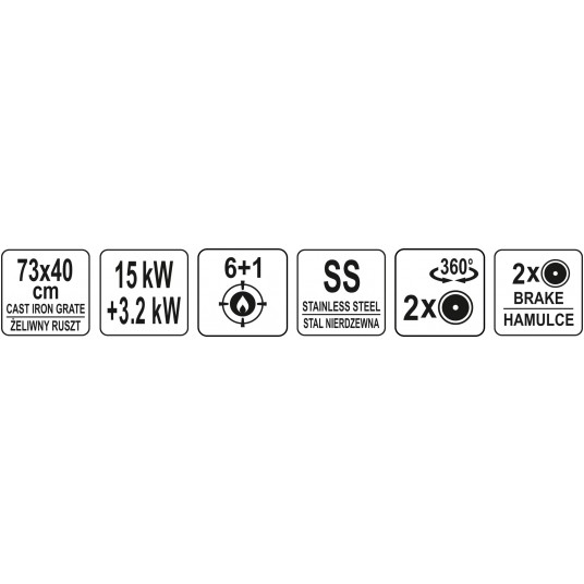 GRILL GAZOWY 6+1 STAL NIERDZEWNA 18,2KW -zdjęcie numer 15