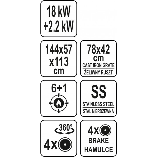 GRILL GAZOWY 6+1 STAL NIERDZEWNA 20,2KW -zdjęcie numer 5