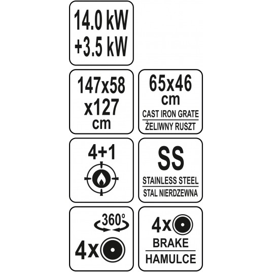 GRILL GAZOWY YOKATE 4+1 STAL NIER 17,5KW -zdjęcie numer 22