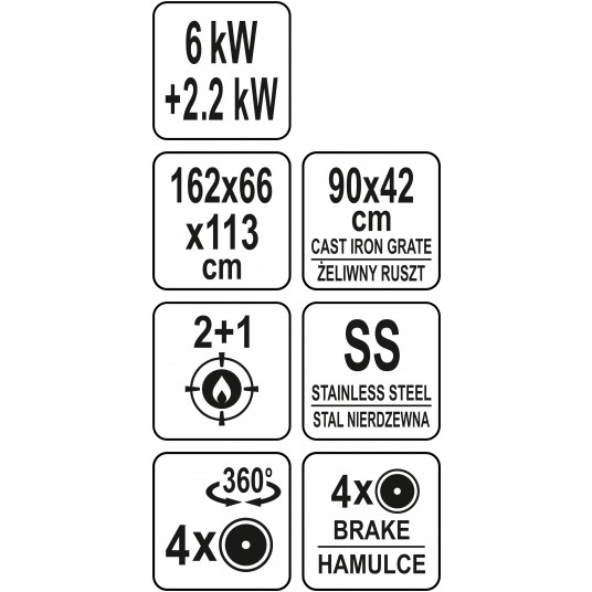 GRILL OTAKE 2W1, GAZ.+WĘGL,INOX 8,2KW -zdjęcie numer 3