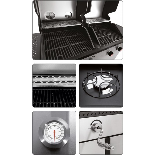 GRILL OTAKE 2W1, GAZ.+WĘGL,INOX 8,2KW -zdjęcie numer 2
