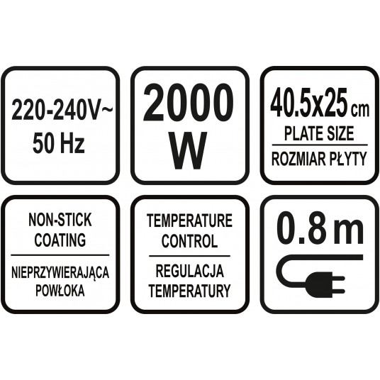GRILL STOŁOWY EL. 2000W 2W1 40,5X25CM -zdjęcie numer 9