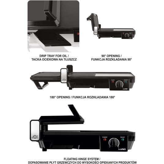 GRILL STOŁOWY EL. 2000W 2W1 40,5X25CM -zdjęcie numer 10