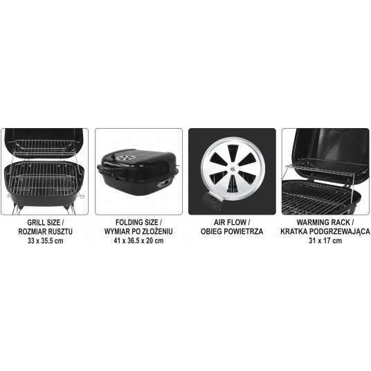 GRILL WĘGLOWY PRZENOŚNY 33 X 35,5CM -zdjęcie numer 10