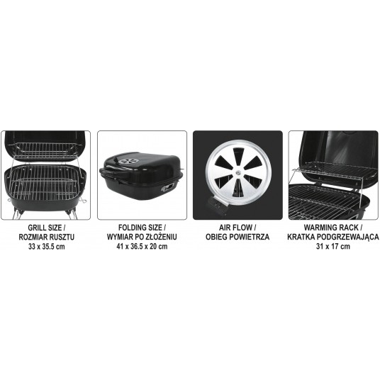 GRILL WĘGLOWY PRZENOŚNY 33 X 35,5CM -zdjęcie numer 8