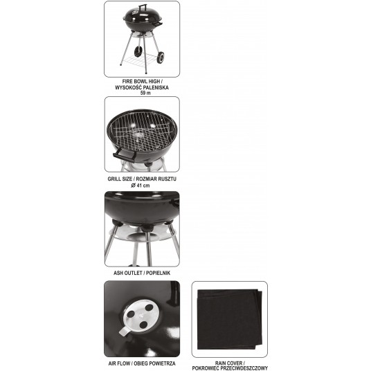 GRILL WĘGLOWY Z POKROWCEM 41 CM -zdjęcie numer 12