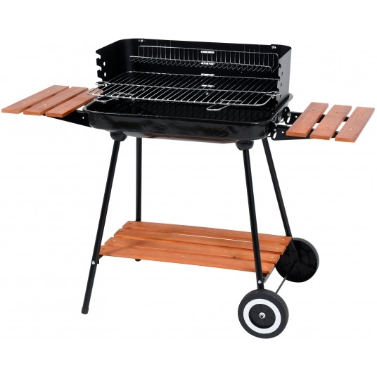 GRILL WĘGLOWY Z PÓŁKAMI, RUSZT 53*33CM -zdjęcie numer 2