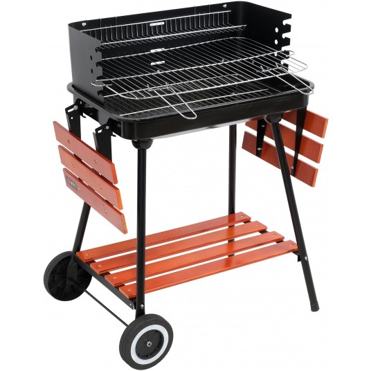 GRILL WĘGLOWY Z PÓŁKAMI, RUSZT 53X33CM -zdjęcie numer 3