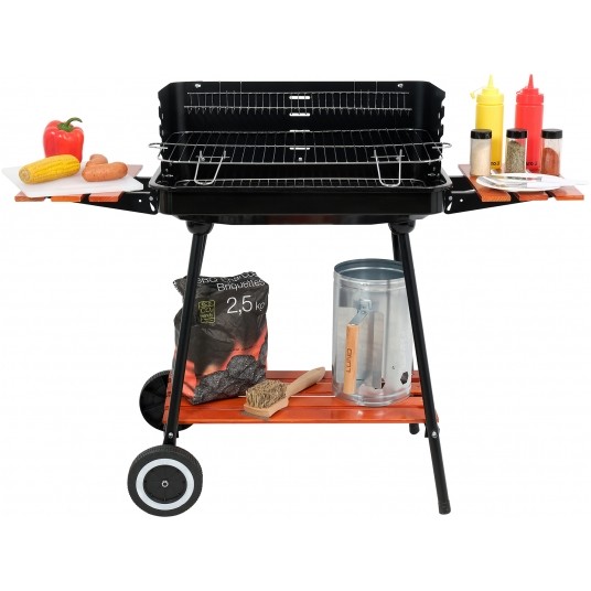 GRILL WĘGLOWY Z PÓŁKAMI, RUSZT 53X33CM -zdjęcie numer 7