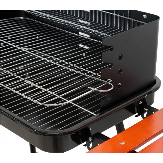 GRILL WĘGLOWY Z PÓŁKAMI, RUSZT 53X33CM -zdjęcie numer 4