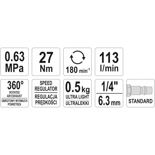 GRZECHOTKA PNEUMATYCZNA 1/4" KOMPOZYTOWA -zdjęcie numer 4