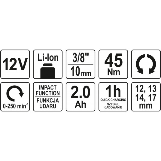 GRZECHOTKA UDAROWA 12V 3/8'' 45NM - 2AH -zdjęcie numer 5